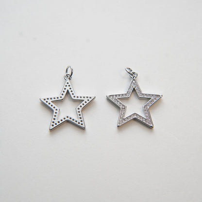 Gold Star Charms,18K Gold Filled CZ Micro Pave Star Pendant,Star Charm Bracelet Necklace for DIY Jewelry Making Supply