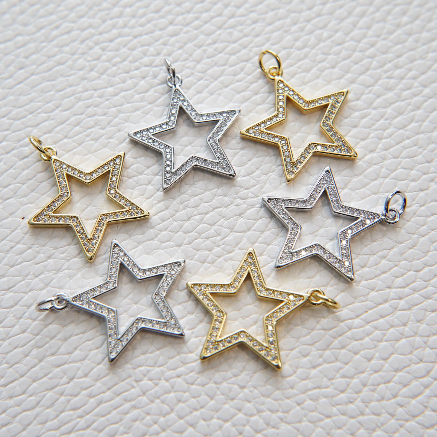 Gold Star Charms,18K Gold Filled CZ Micro Pave Star Pendant,Star Charm Bracelet Necklace for DIY Jewelry Making Supply