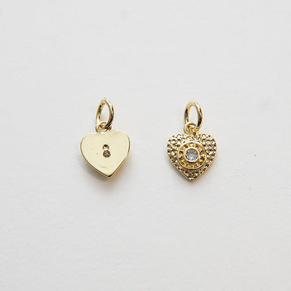 Gold Heart Charms,18K Gold Filled Heart Pendant,Heart Evil Eye Charm Bracelet Necklace for DIY Jewelry Making Supply