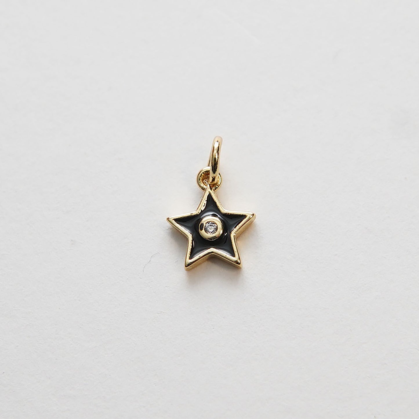 Gold Star Charms,18K Gold Filled CZ Micro Pave Star Pendant,Tiny Enamel Star Charm Bracelet Necklace for DIY Jewelry Making Supply