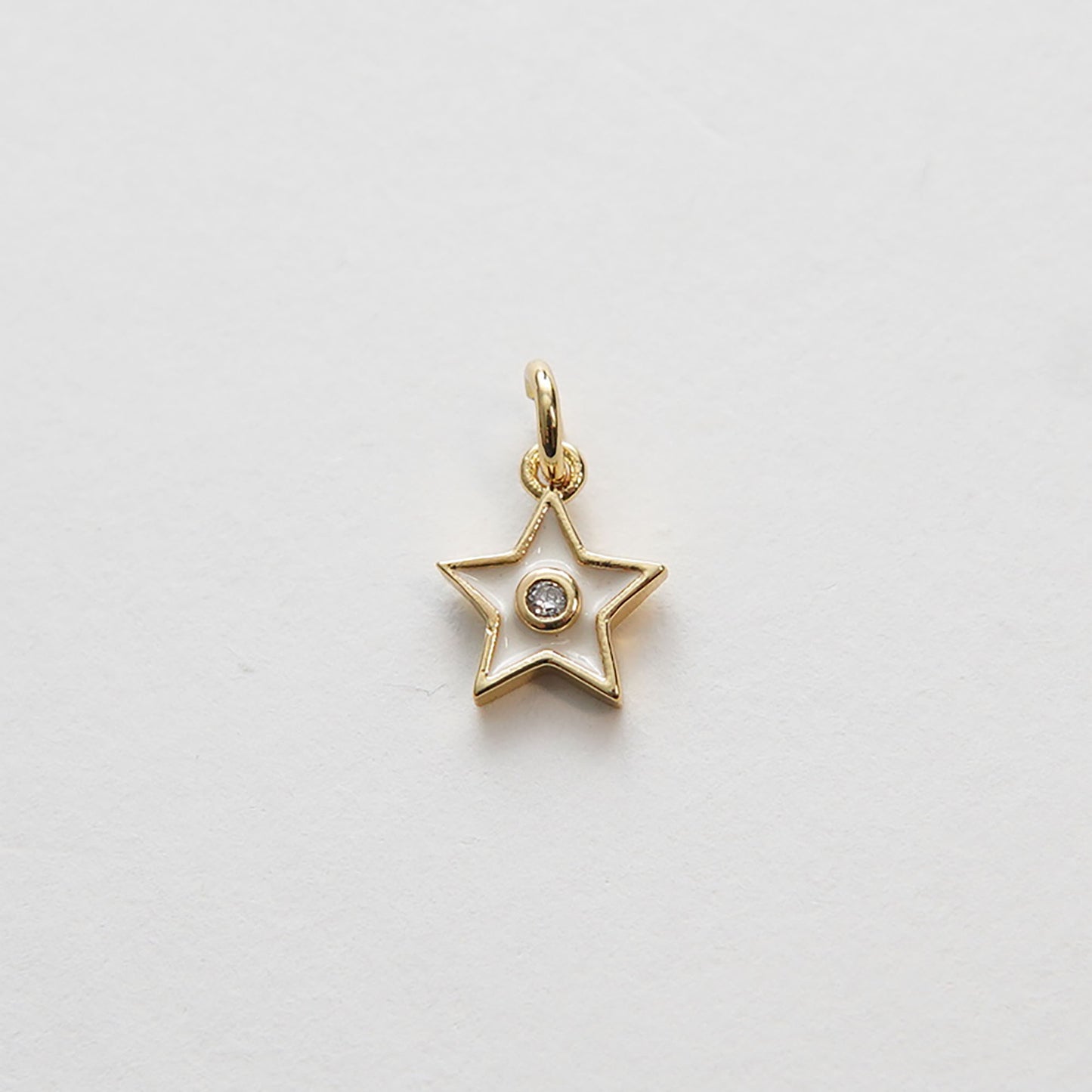 Gold Star Charms,18K Gold Filled CZ Micro Pave Star Pendant,Tiny Enamel Star Charm Bracelet Necklace for DIY Jewelry Making Supply