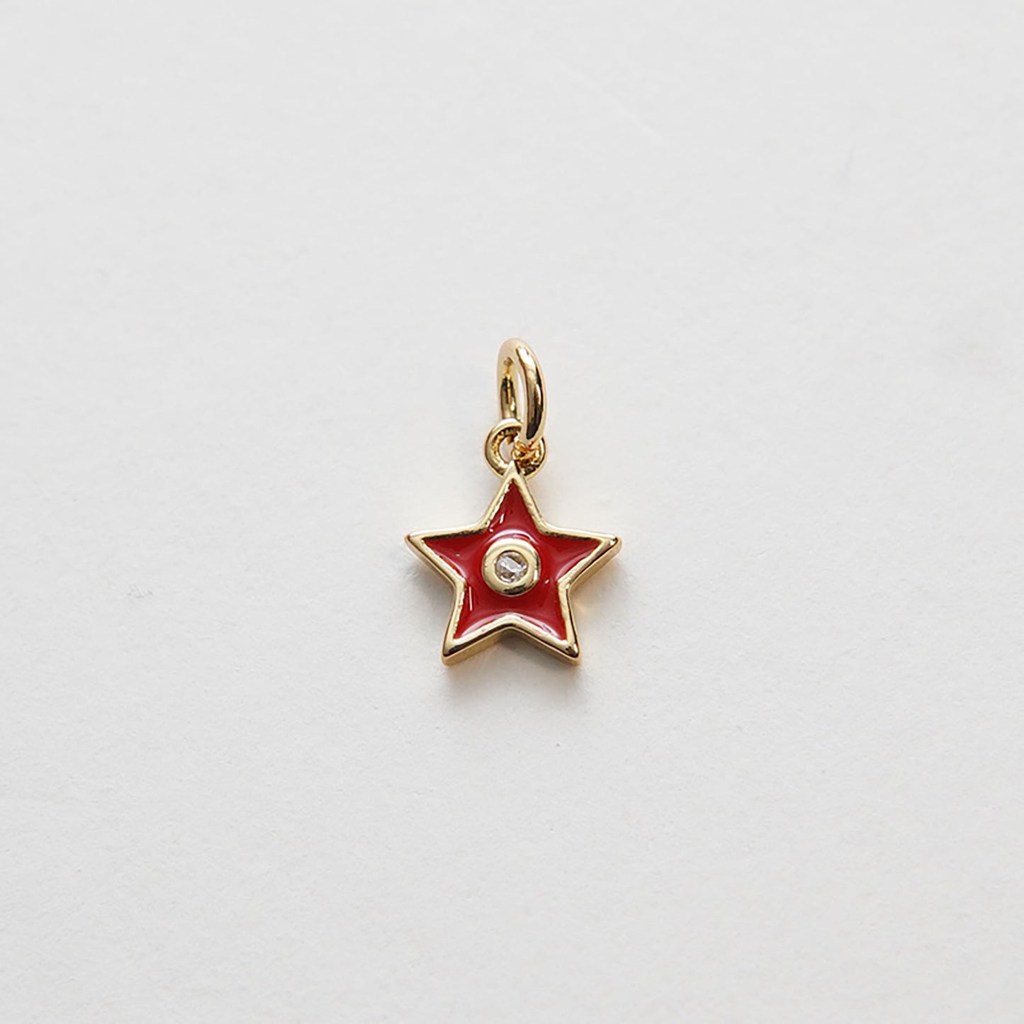 Gold Star Charms,18K Gold Filled CZ Micro Pave Star Pendant,Tiny Enamel Star Charm Bracelet Necklace for DIY Jewelry Making Supply