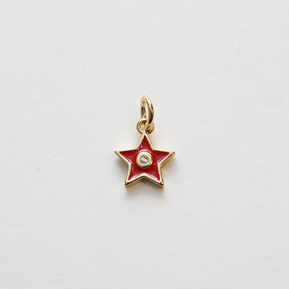 Gold Star Charms,18K Gold Filled CZ Micro Pave Star Pendant,Tiny Enamel Star Charm Bracelet Necklace for DIY Jewelry Making Supply