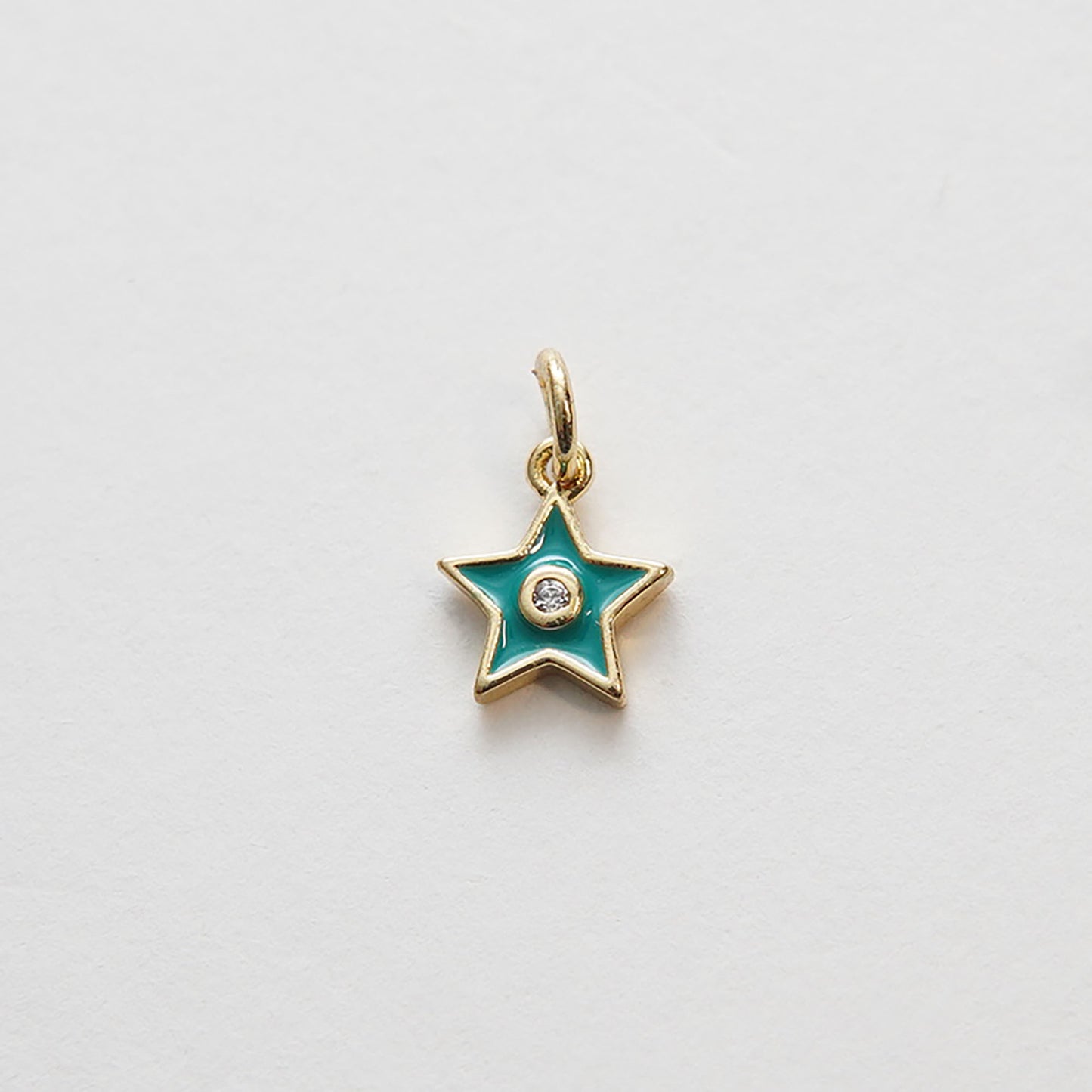 Gold Star Charms,18K Gold Filled CZ Micro Pave Star Pendant,Tiny Enamel Star Charm Bracelet Necklace for DIY Jewelry Making Supply