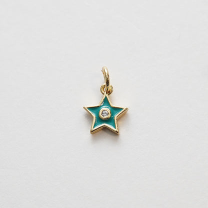 Gold Star Charms,18K Gold Filled CZ Micro Pave Star Pendant,Tiny Enamel Star Charm Bracelet Necklace for DIY Jewelry Making Supply