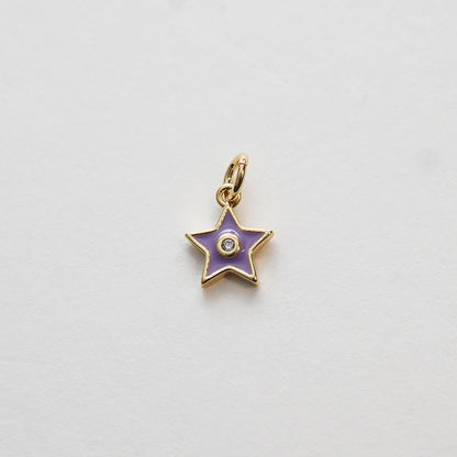 Gold Star Charms,18K Gold Filled CZ Micro Pave Star Pendant,Tiny Enamel Star Charm Bracelet Necklace for DIY Jewelry Making Supply