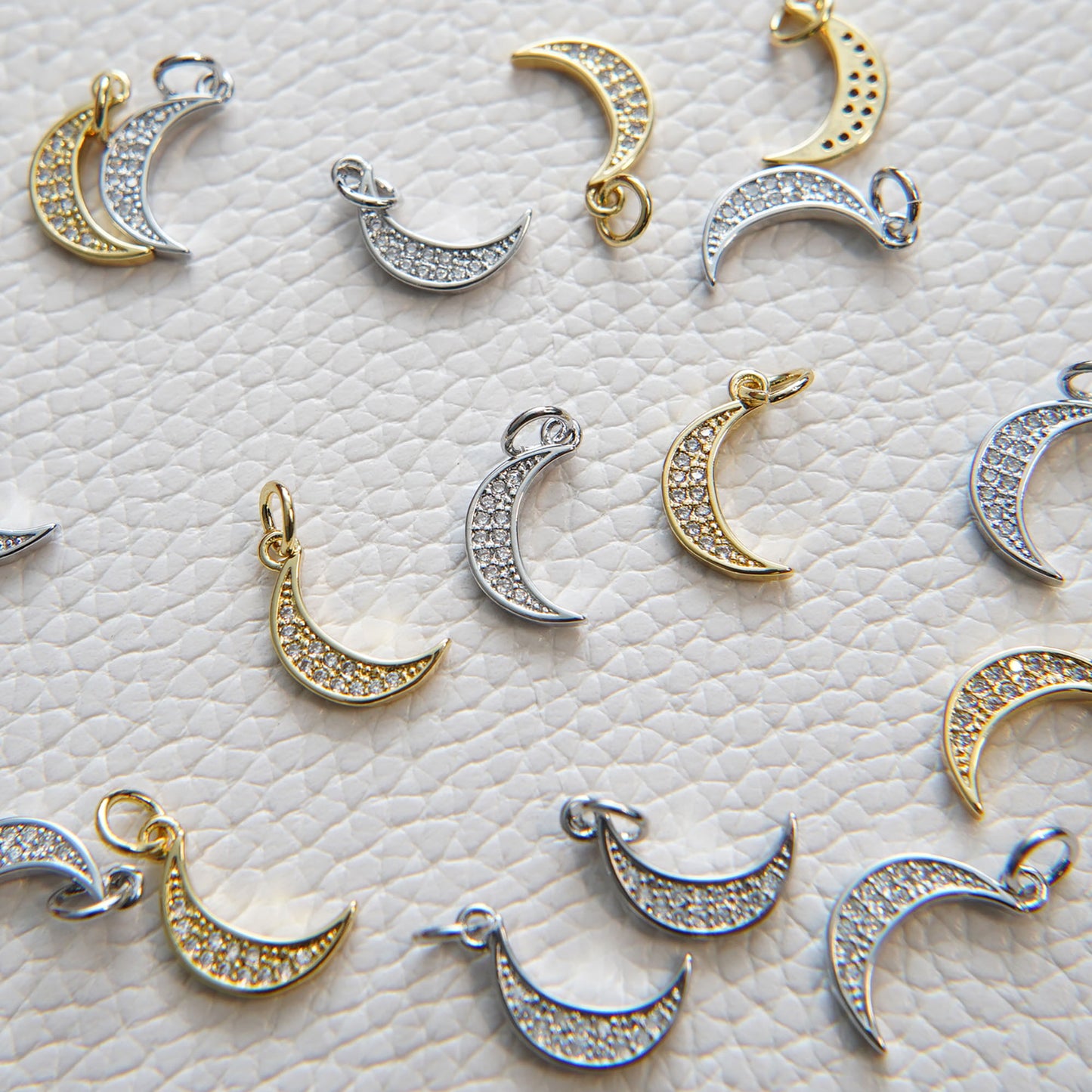 Gold Moon Charms,18K Gold Filled Moon Pendant,Celestial Charm Bracelet Necklace for DIY Jewelry Making Supply