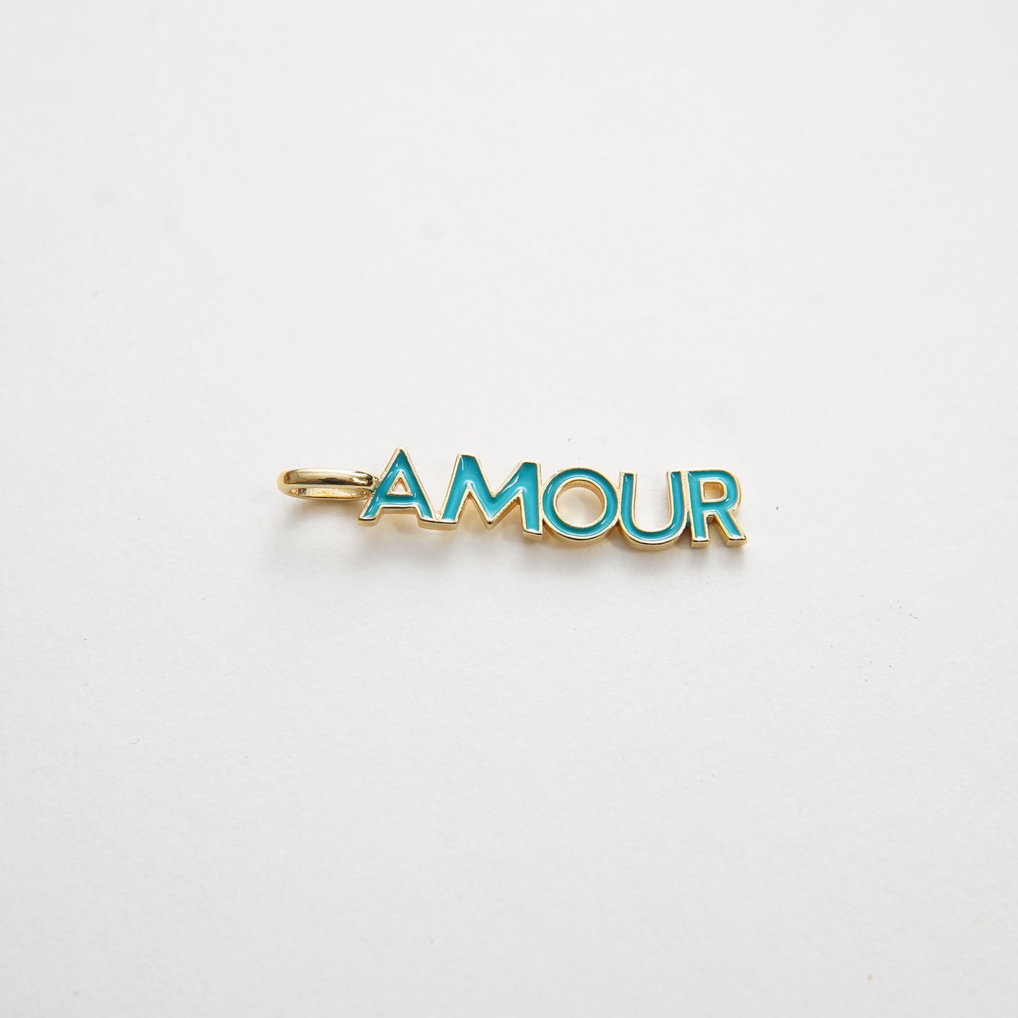 Gold "Amour" Charms,18K Gold Filled Enamel Amour Pendant,Amour Charms Bracelet Necklace for DIY Jewelry Making Supply (6x36mm)