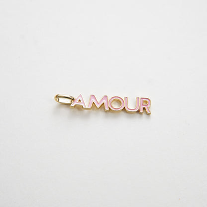 Gold "Amour" Charms,18K Gold Filled Enamel Amour Pendant,Amour Charms Bracelet Necklace for DIY Jewelry Making Supply (6x36mm)