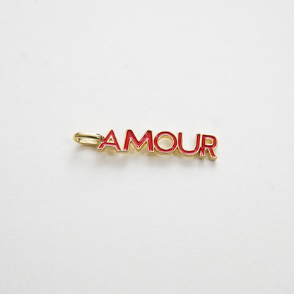 Gold "Amour" Charms,18K Gold Filled Enamel Amour Pendant,Amour Charms Bracelet Necklace for DIY Jewelry Making Supply (6x36mm)