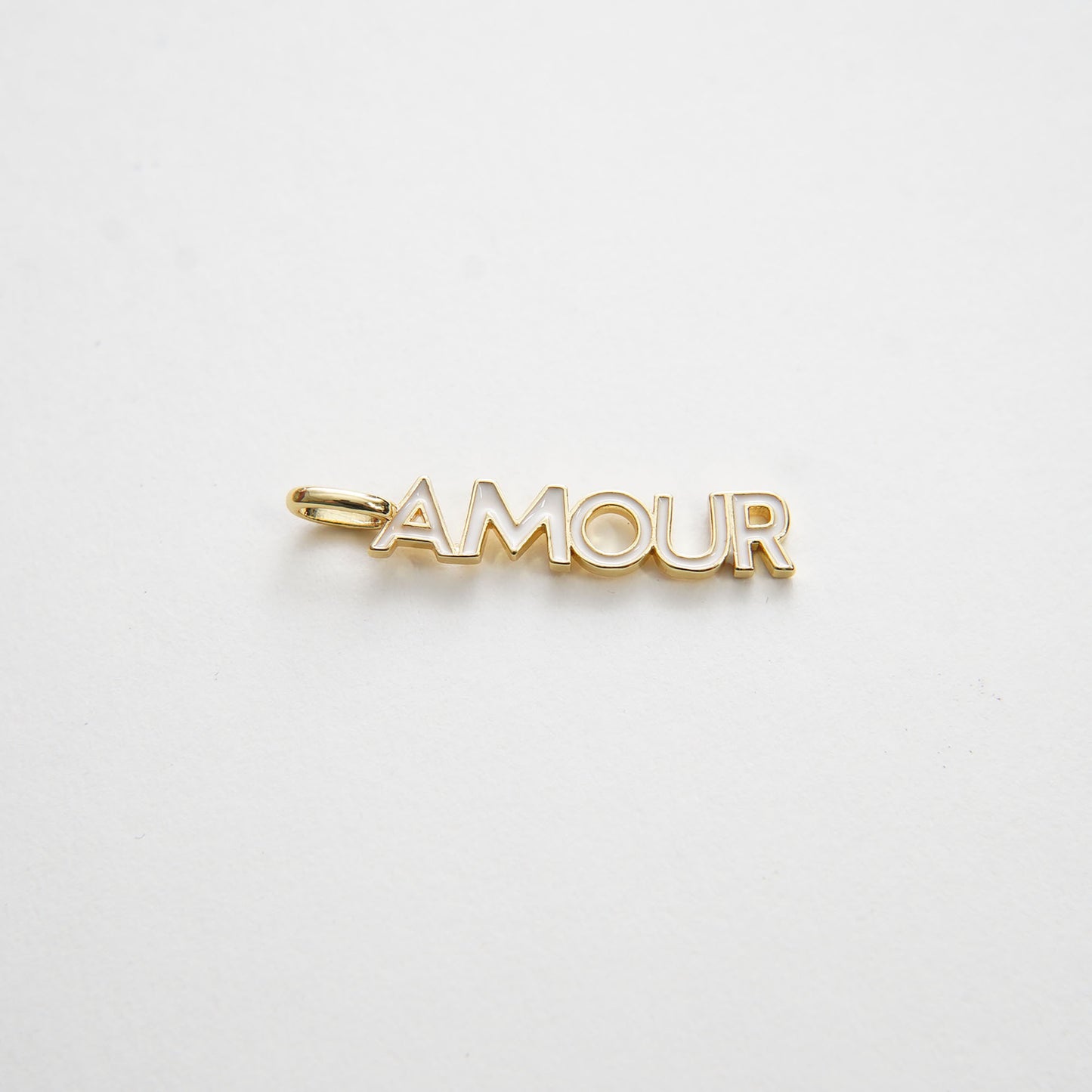 Gold "Amour" Charms,18K Gold Filled Enamel Amour Pendant,Amour Charms Bracelet Necklace for DIY Jewelry Making Supply (6x36mm)