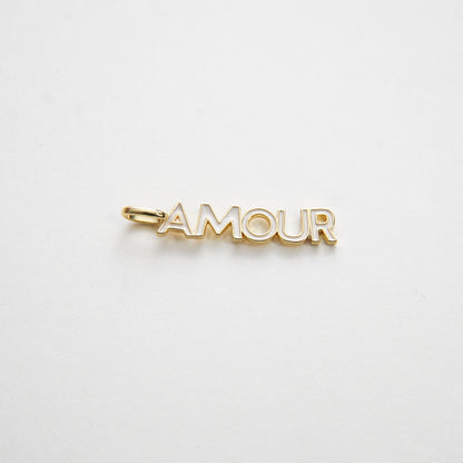 Gold "Amour" Charms,18K Gold Filled Enamel Amour Pendant,Amour Charms Bracelet Necklace for DIY Jewelry Making Supply (6x36mm)