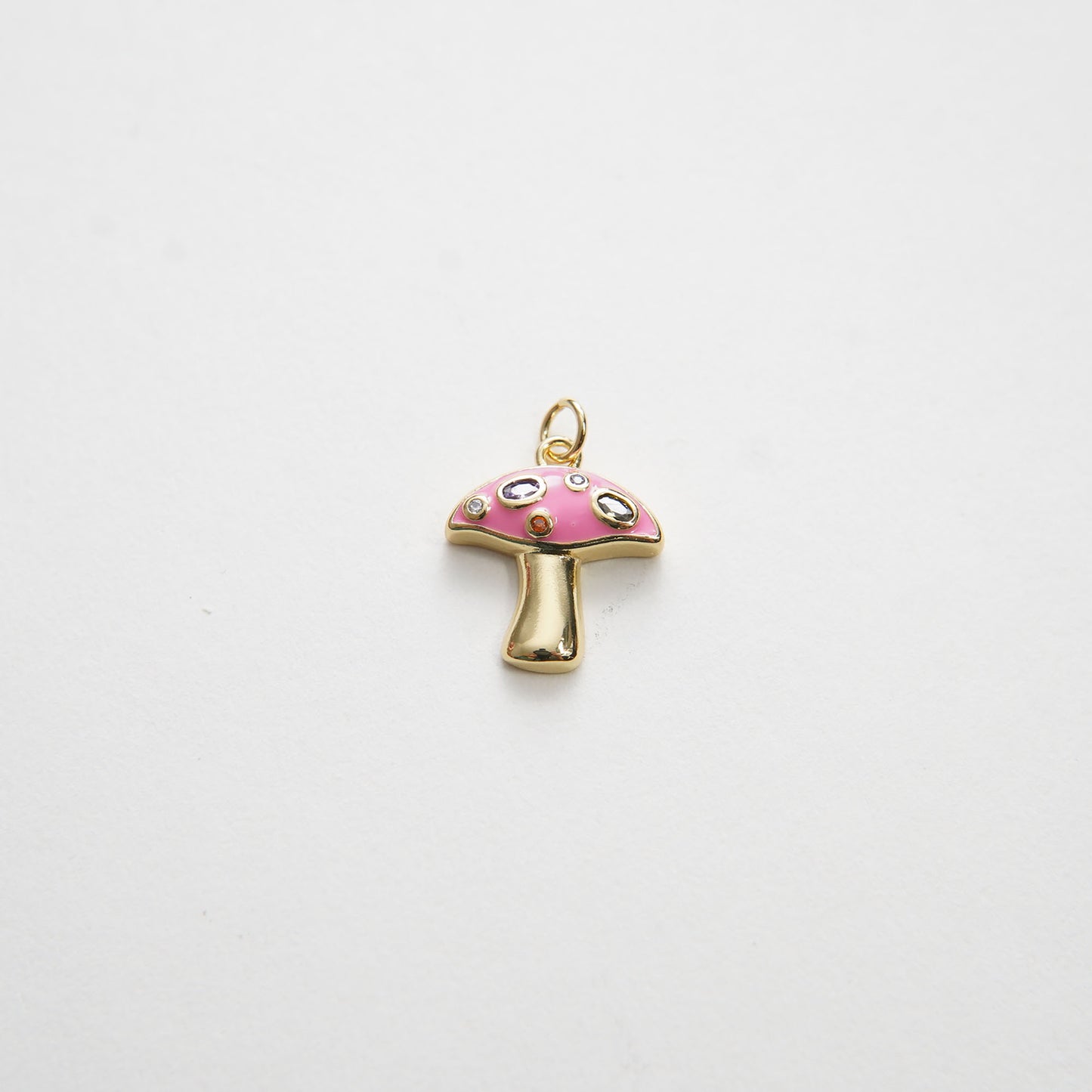 Gold Mushroom Charms,18K Gold Filled Mushroom Pendant,Cute Enamel Mushroom Charm Bracelet Necklace for DIY Jewelry Making Supply