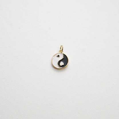 Gold Yin Yang Charms,18K Gold Filled Round Pendant,Enamel Yin Yang Charm Bracelet Necklace for DIY Jewelry Making Supply