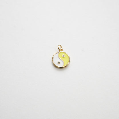 Gold Yin Yang Charms,18K Gold Filled Round Pendant,Enamel Yin Yang Charm Bracelet Necklace for DIY Jewelry Making Supply