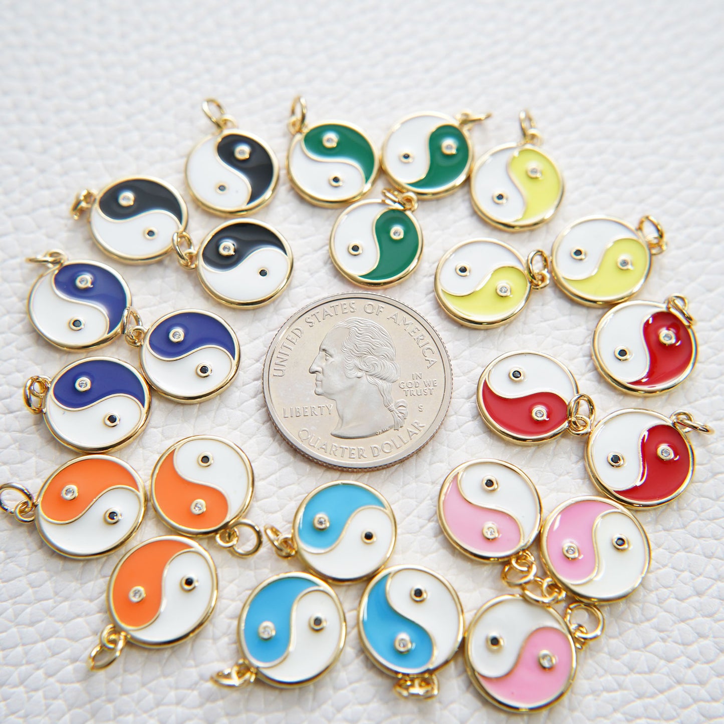 Gold Yin Yang Charms,18K Gold Filled Round Pendant,Enamel Yin Yang Charm Bracelet Necklace for DIY Jewelry Making Supply