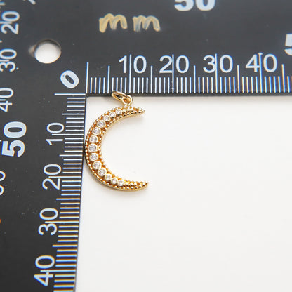 Gold Moon Charms,18K Gold Filled Moon Pendant,Celestial Charm Bracelet Necklace for DIY Jewelry Making Supply