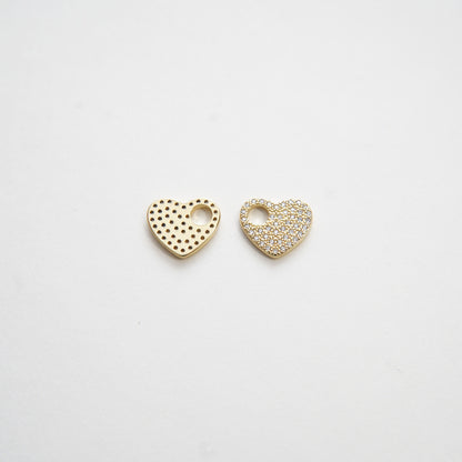 Gold Heart Charms,18K Gold Filled Heart Pendant,Heart Charm Bracelet Necklace for DIY Jewelry Making Supply