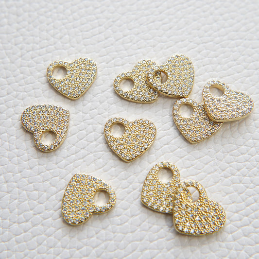 Gold Heart Charms,18K Gold Filled Heart Pendant,Heart Charm Bracelet Necklace for DIY Jewelry Making Supply