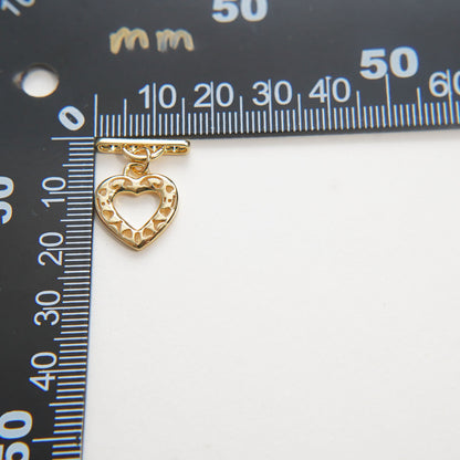 18K Gold Heart Toggle Clasp, Gold OT Clasp Fancy Design OT Clasp Bulk Supply for Bracelet Necklace Component