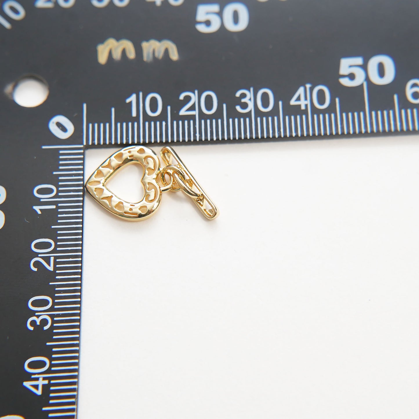 18K Gold Heart Toggle Clasp, Gold OT Clasp Fancy Design OT Clasp Bulk Supply for Bracelet Necklace Component