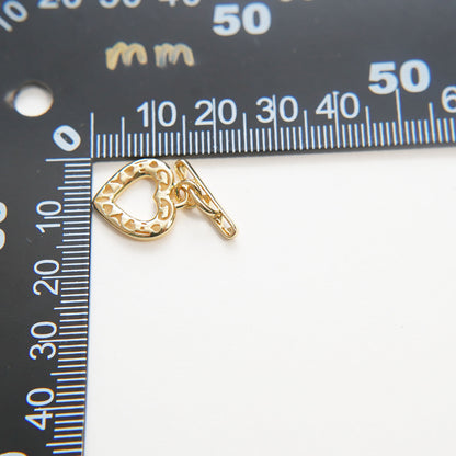 18K Gold Heart Toggle Clasp, Gold OT Clasp Fancy Design OT Clasp Bulk Supply for Bracelet Necklace Component