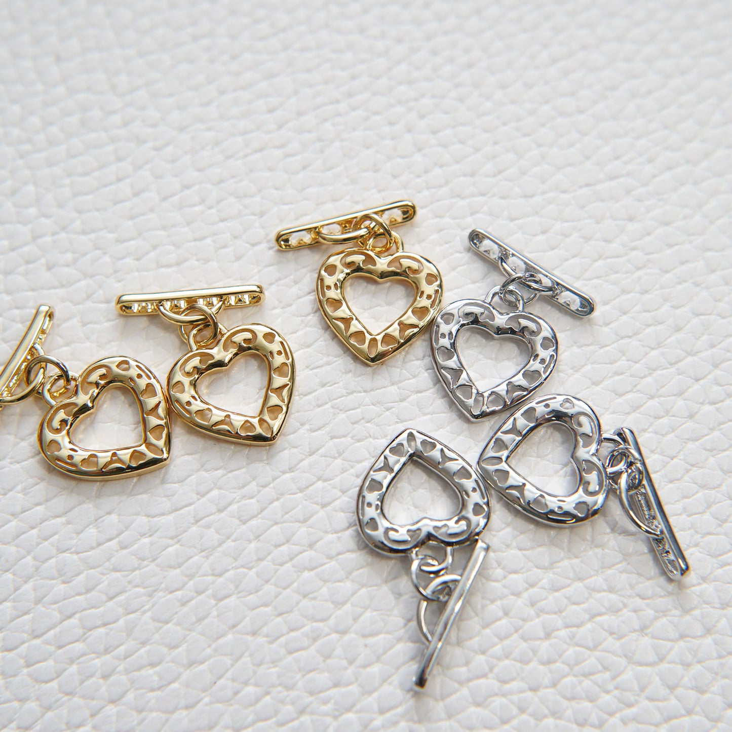 18K Gold Heart Toggle Clasp, Gold OT Clasp Fancy Design OT Clasp Bulk Supply for Bracelet Necklace Component