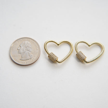 18K Gold Filled Heart Carabiner Clasp,Buckle Clasp,Carabiner Screw Clasp,Turnbuckle,for DIY Jewelry