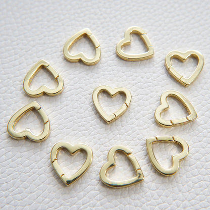 18K Gold Filled Gold Spring Gate Ring Heart Clasp,Push Clip Clasp,Spring Gate for Jewelry Making