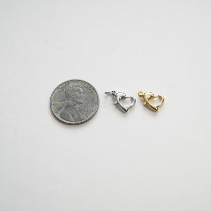 18K Gold Filled Gold Spring Gate Ring Heart Clasp,Push Clip Clasp,Spring Gate for Jewelry Making