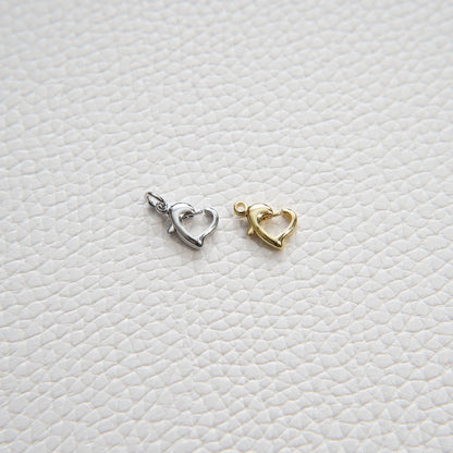 18K Gold Filled Gold Spring Gate Ring Heart Clasp,Push Clip Clasp,Spring Gate for Jewelry Making