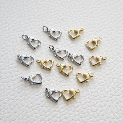 18K Gold Filled Gold Spring Gate Ring Heart Clasp,Push Clip Clasp,Spring Gate for Jewelry Making