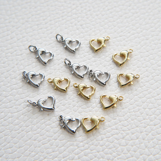 18K Gold Filled Gold Spring Gate Ring Heart Clasp,Push Clip Clasp,Spring Gate for Jewelry Making