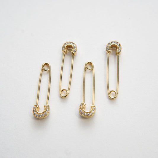 18K Gold Filled Safety Pin Charm for DIY Necklacee Jewelry Making