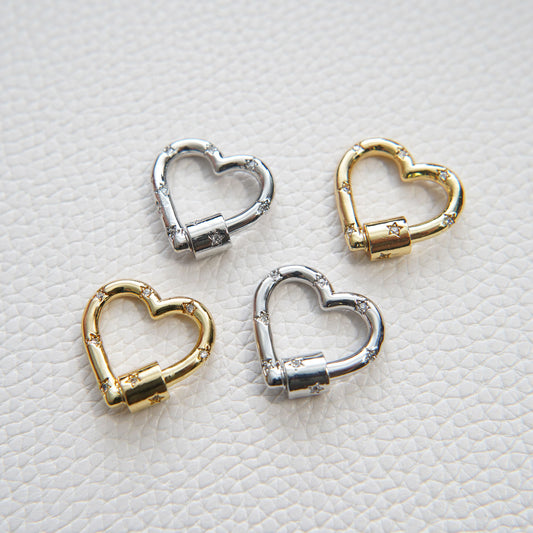 18K Gold Filled Heart Carabiner Clasp,Buckle Clasp,Carabiner Screw Clasp,Turnbuckle,for DIY Jewelry