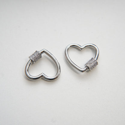 Silver Heart Carabiner Clasp,Buckle Clasp,Carabiner Screw Clasp,Turnbuckle,for DIY Jewelry