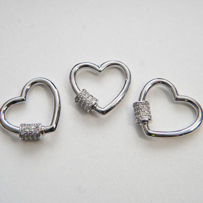 Silver Heart Carabiner Clasp,Buckle Clasp,Carabiner Screw Clasp,Turnbuckle,for DIY Jewelry