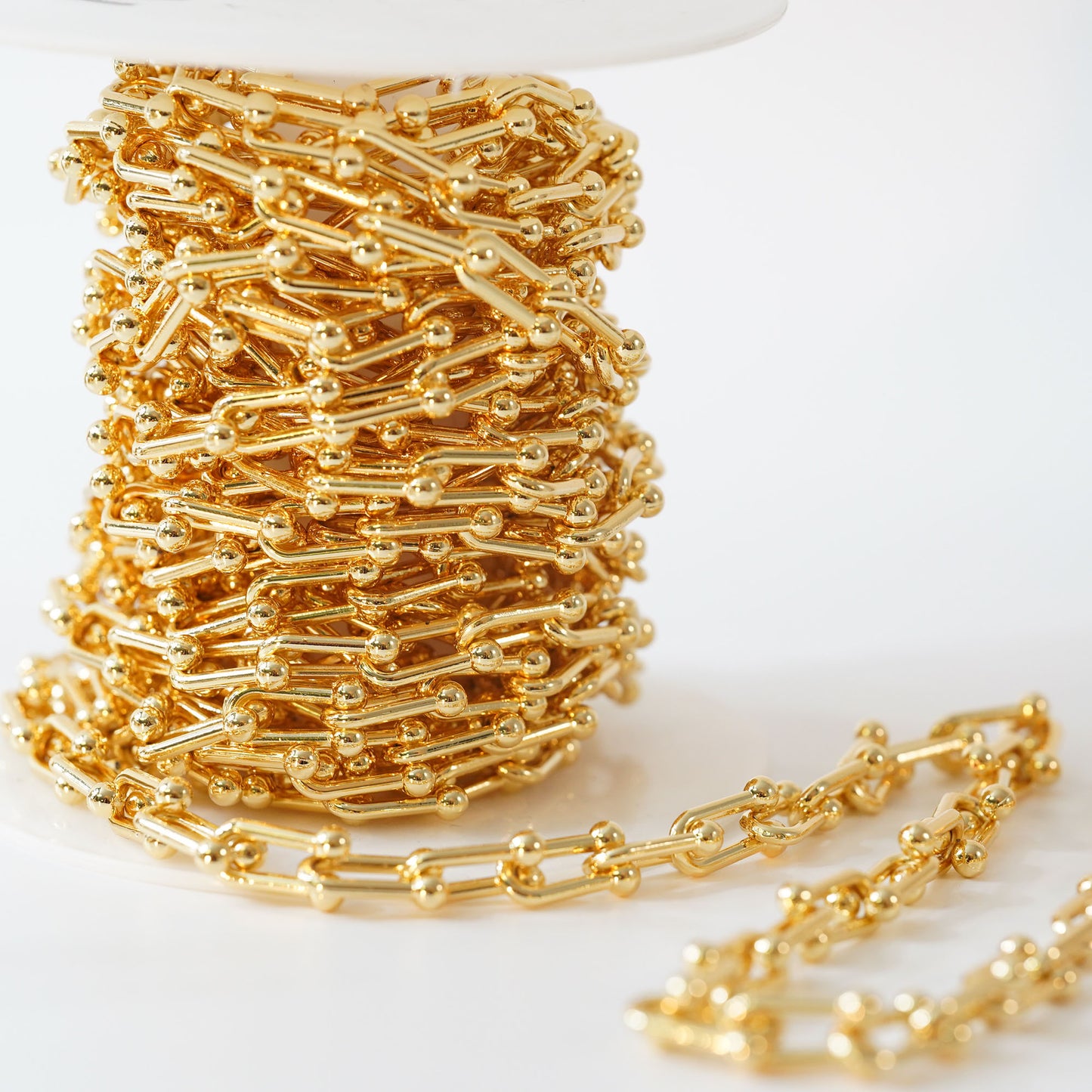 Gold Horseshoe Chain,18K Gold Filled U Link Chain for Necklace Bracelet DIY Jewelry Making Supply 9x15mm