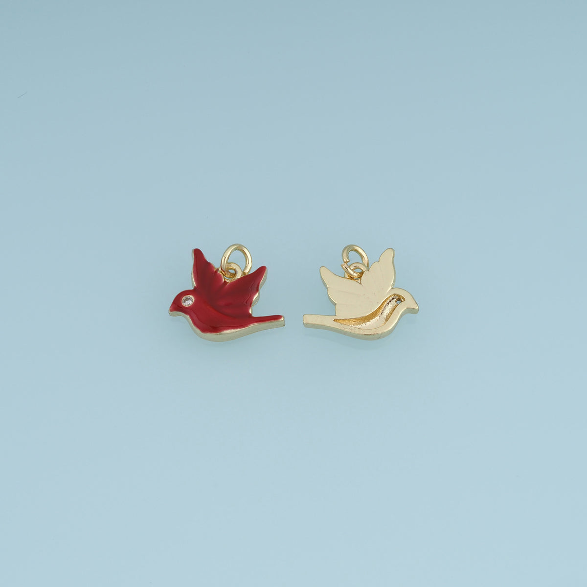 18K Gold Filled Flying Bird Charm,Enamel Dove Pendant Colorful Bird Charm Animal Pendant for Bracelet Necklace DIY Jewelry Making