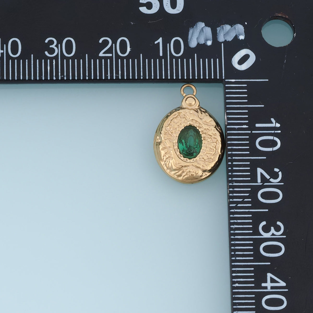 Oval Gemstone Pendant,14K Gold Vintage Textured Charm DIY Charm for Necklace Bracelet Making