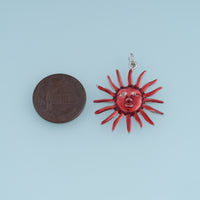 18K Gold Filled Sun Face Charm,Red Enamel Sun Pendant Celestial Charm Vintage Style Pendant for Bracelet Necklace DIY Jewelry Making
