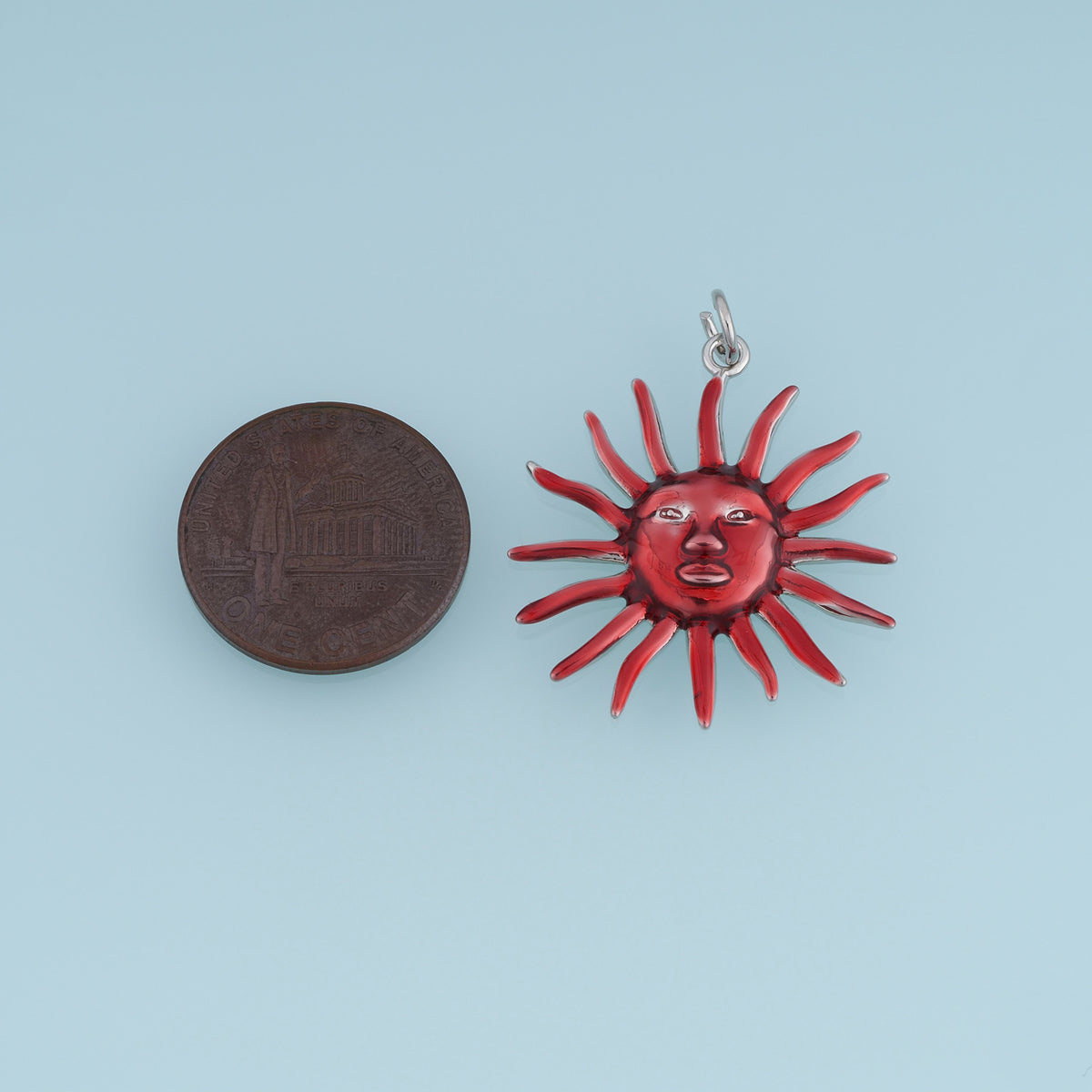 18K Gold Filled Sun Face Charm,Red Enamel Sun Pendant Celestial Charm Vintage Style Pendant for Bracelet Necklace DIY Jewelry Making