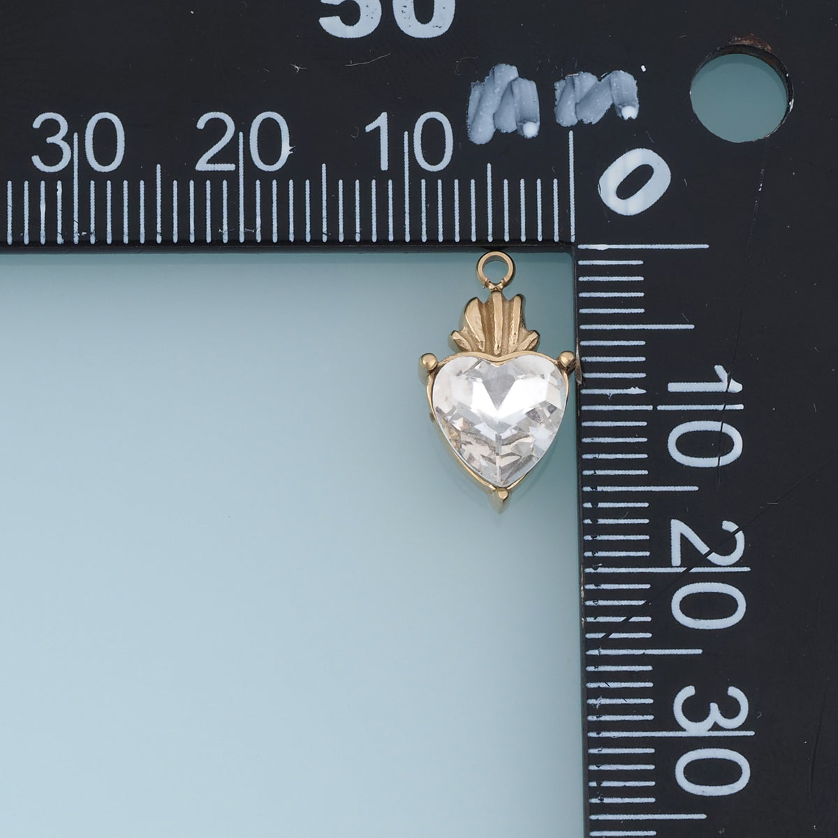 Sacred Heart Pendant,14K Gold Red Clear Gemstone Charm DIY Charm for Necklace Bracelet Making