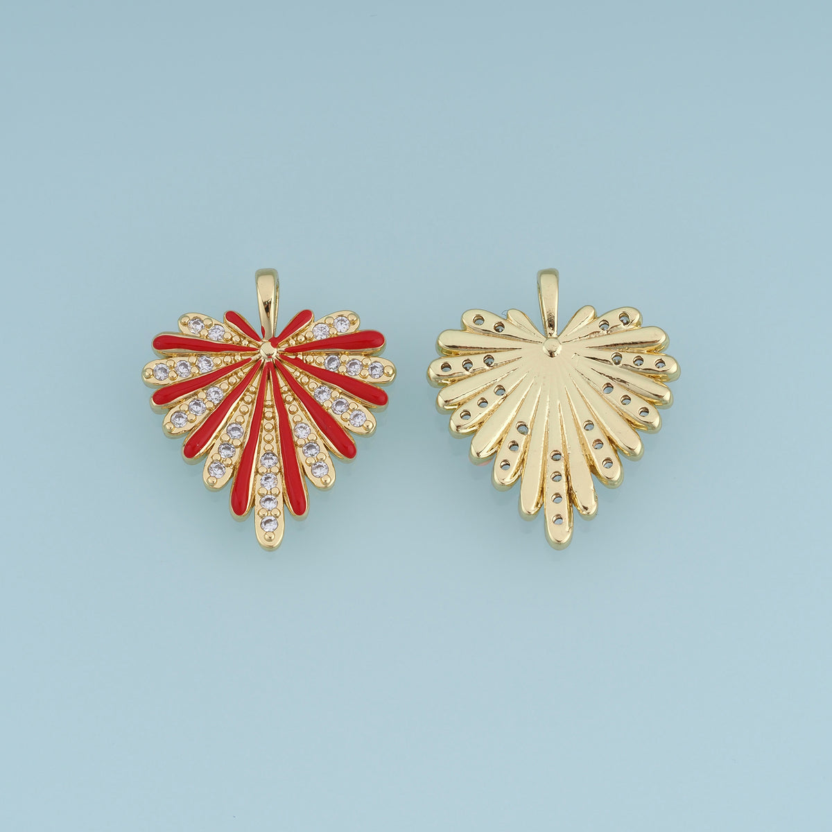 18K Gold Filled Heart Charm,Colorful Enamel Heart Pendant Radiant Heart Charm for Bracelet Necklace DIY Jewelry Making Supply