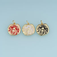18K Gold Filled Beetle Charm,Enamel Beetle Pendant Colorful Insect Charm Vintage Animal Pendant for Bracelet Necklace DIY Jewelry Making