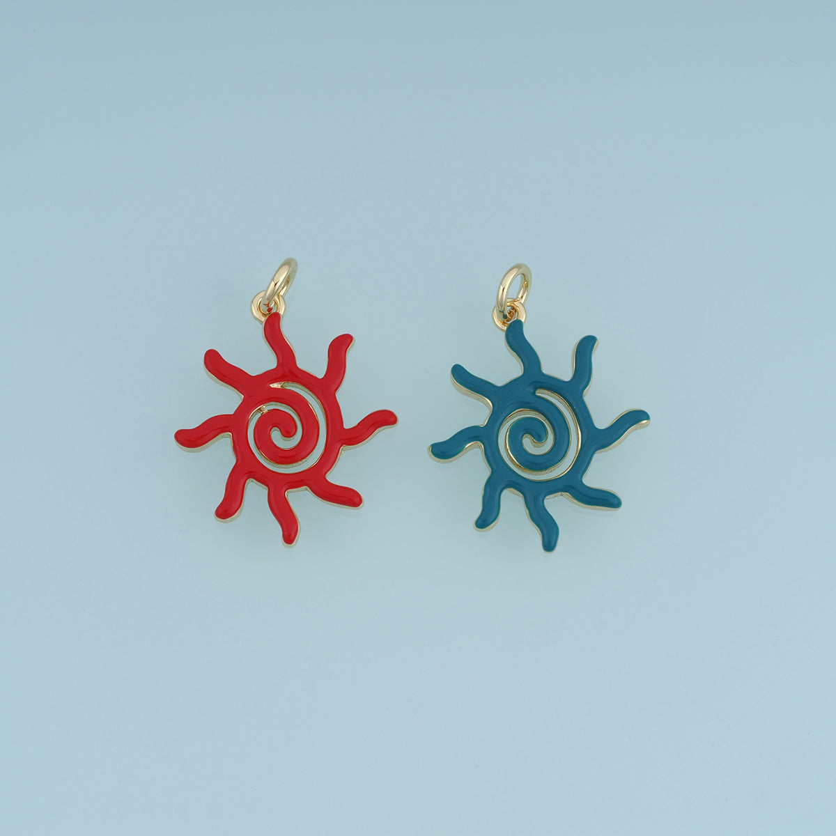18K Gold Filled Sun Charm,Enamel Spiral Sun Pendant Celestial Charm Colorful Solar Pendant for Bracelet Necklace DIY Jewelry Making