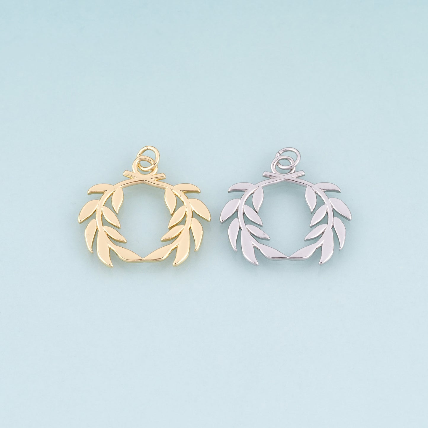 18K Gold Filled Laurel Wreath Pendant,Light Luxury and Artistic Charm Bracelet Necklace for DIY Jewelry Making Supply