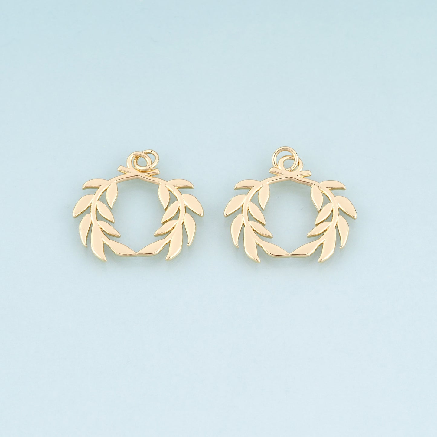 18K Gold Filled Laurel Wreath Pendant,Light Luxury and Artistic Charm Bracelet Necklace for DIY Jewelry Making Supply