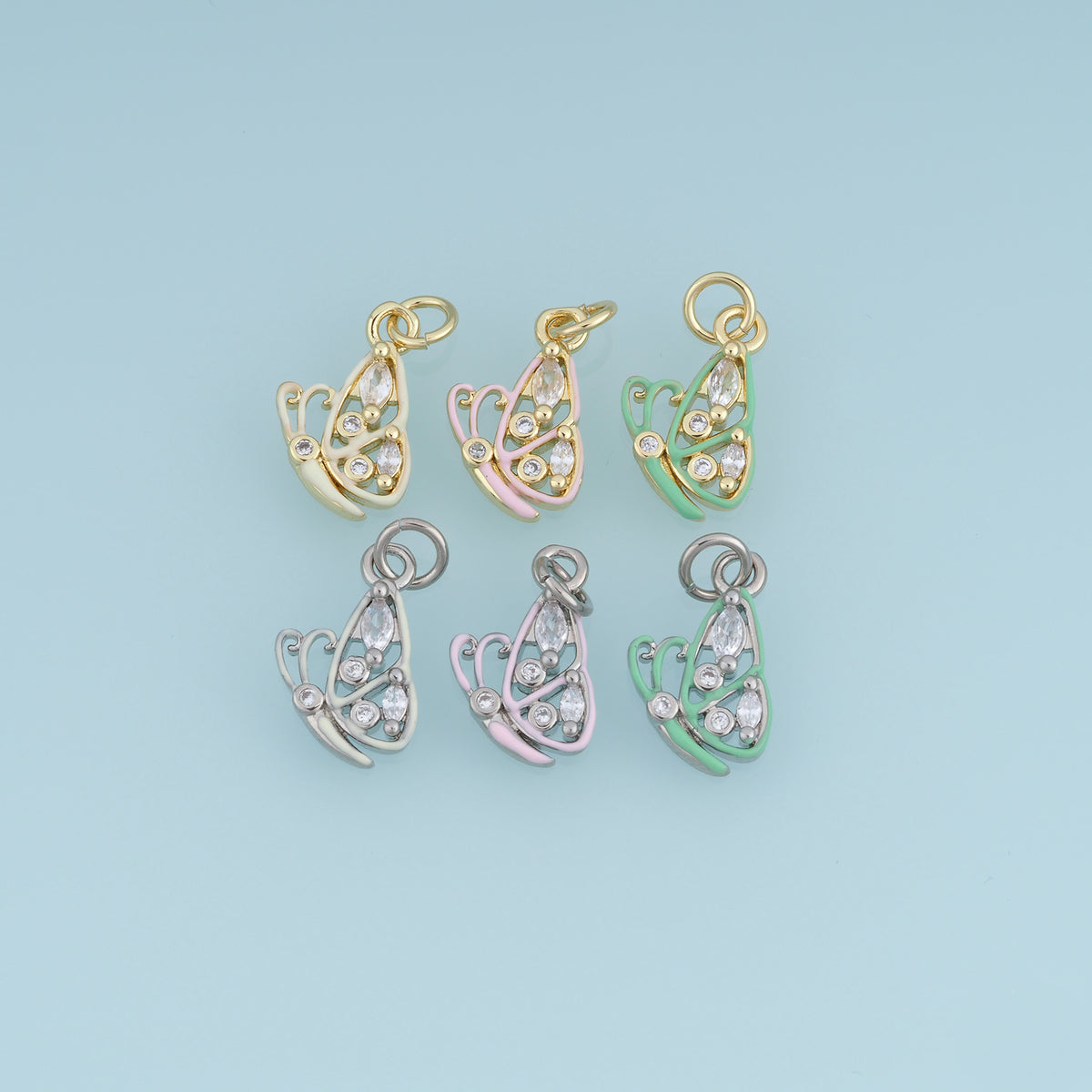 18K Gold Filled Butterfly Charm,Colorful Enamel Butterfly Pendant Gemstone Butterfly Charm for Bracelet Necklace DIY Jewelry Making