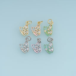 18K Gold Filled Butterfly Charm,Colorful Enamel Butterfly Pendant Gemstone Butterfly Charm for Bracelet Necklace DIY Jewelry Making